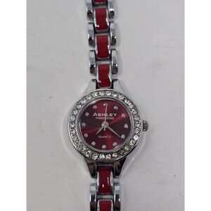 Ashley Princess Wristwatch Red With Dimonds Water Resistant Needs Battery